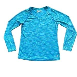 SzL RBX V Neck Long sleeve In a blue static pattern GUC